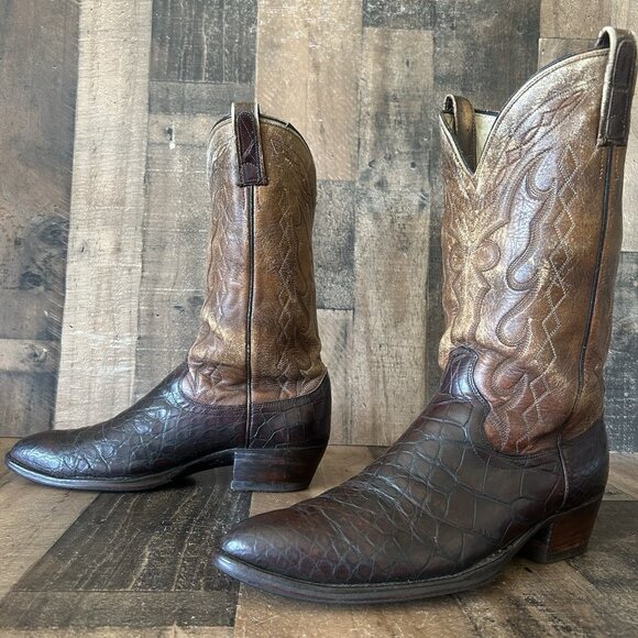 Dan Post Vintage Alligator Western Cowboy Boots Mens 11 D - Picture 10 of 12